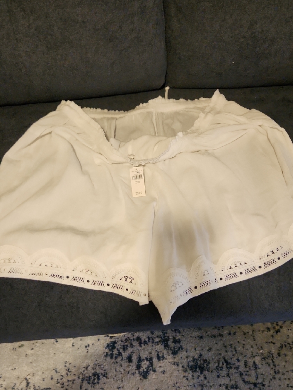 Aerie White Sheer Elastic Waist Shorts with Lace Trim (LINGERIE) - Picture 5 of 5